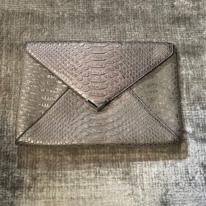 Stella & Dot metallic faux croc clutch